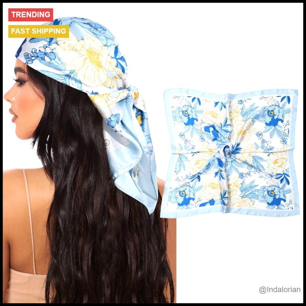 Satin Square Scarf Silk Head Wrap Elegant Chic Versatile Hair Accessory